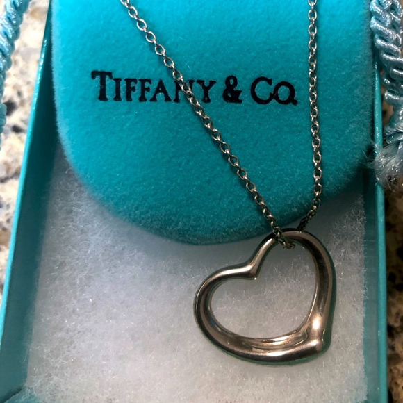 Tiffany & Co Sterling Silver Elsa Peretti Open Heart Pendant Necklace - Picture 1 of 6